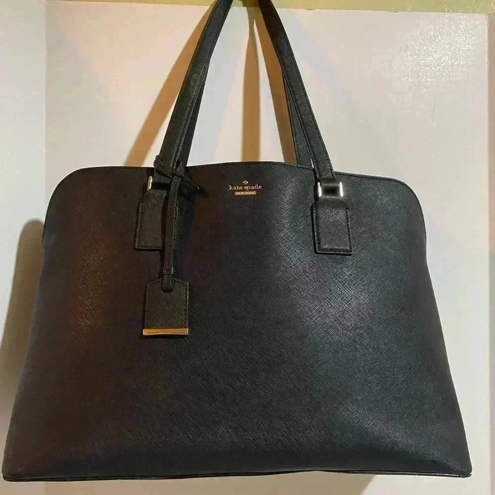 Kate spade black saffiano leather tote handbag